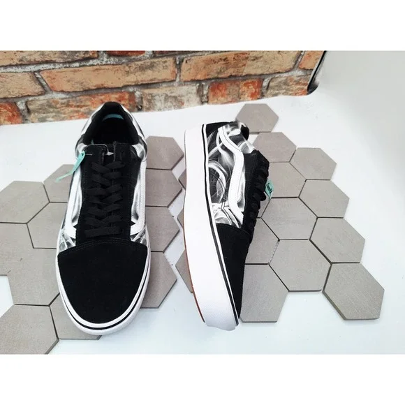 Men Sz 12 Vans Old School Comfy Cush Black White Swirl Sneakers CC After Dark - Picture 11 of 11